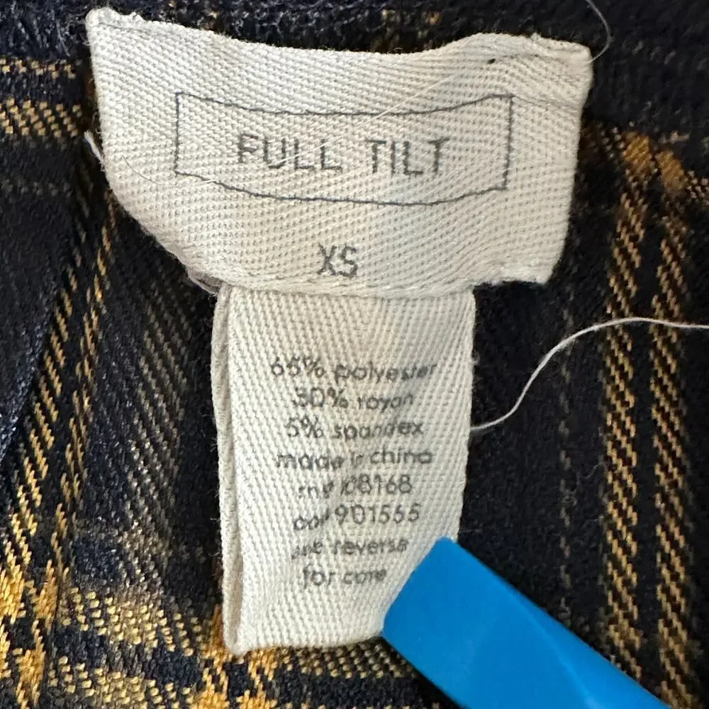 Full Tilt Plaid Pleated Mini Skirt XS Black Yellow Preppy Schoolgirl Academia - Picture 6 of 8